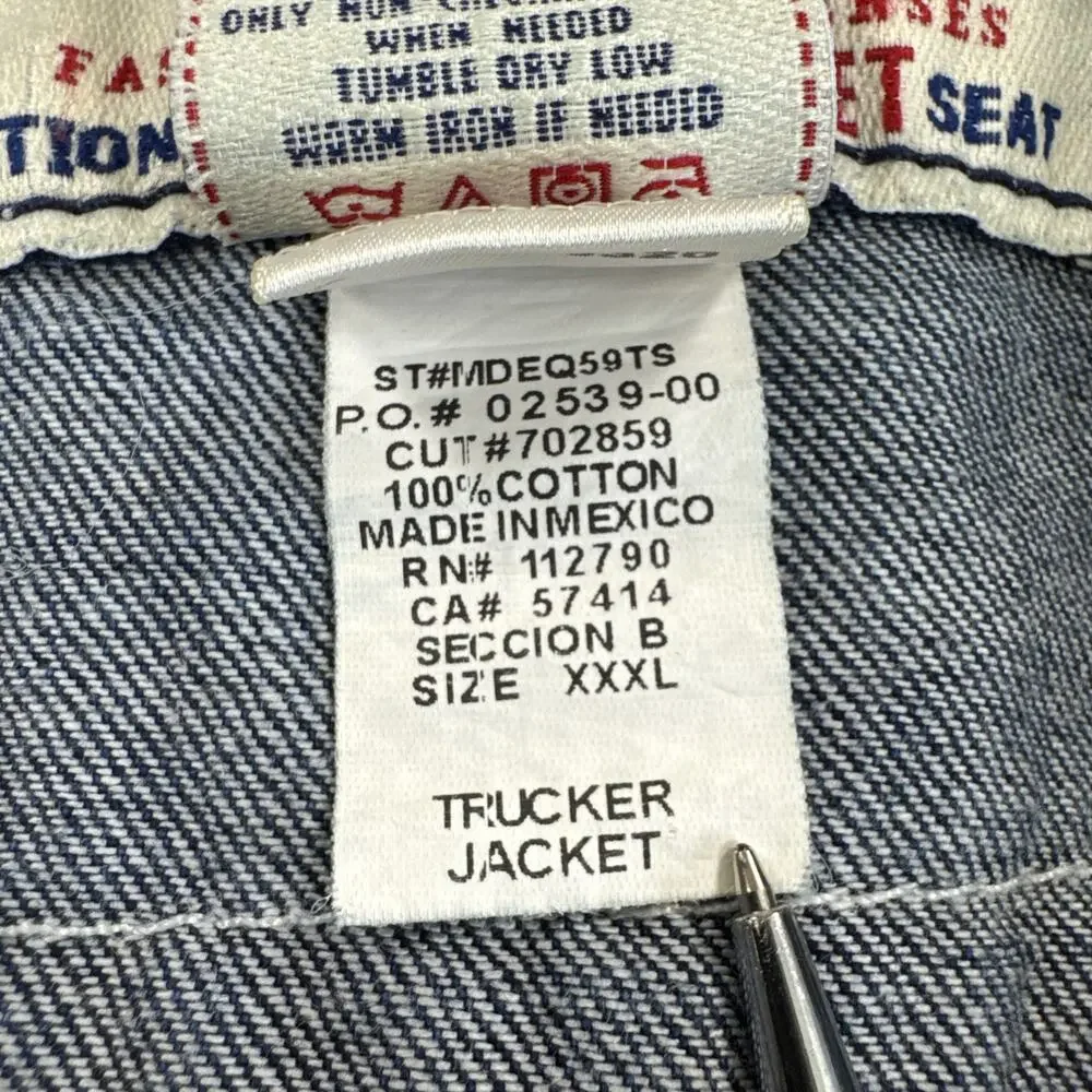 TRUE RELIGION snap button denim jean Trucker Jacket 3XL tag vtg Style y2k